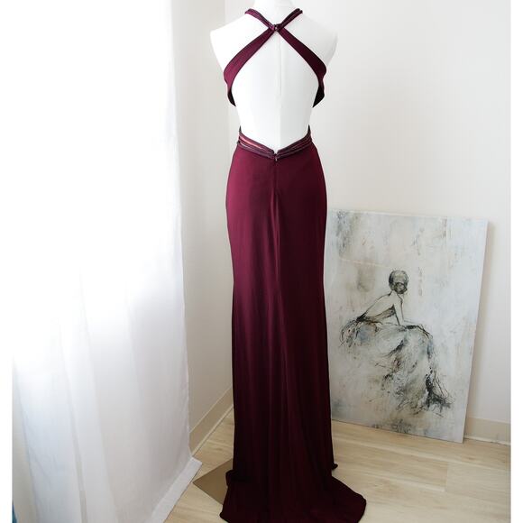 Glamour by Terani Couture Wine Burgundy Beaded ball gown size 2 XS - Picture 6 of 8